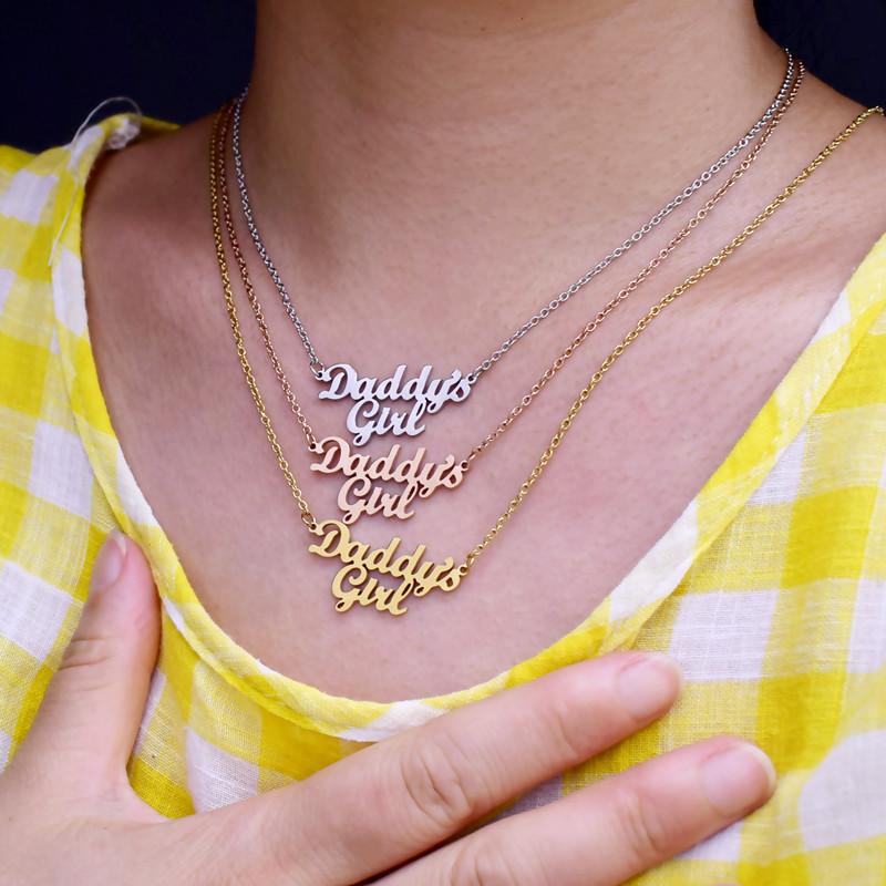 Daddy'sGirl Necklace Parents Daughter Family Members Clavicle Chain Father's Day Gift