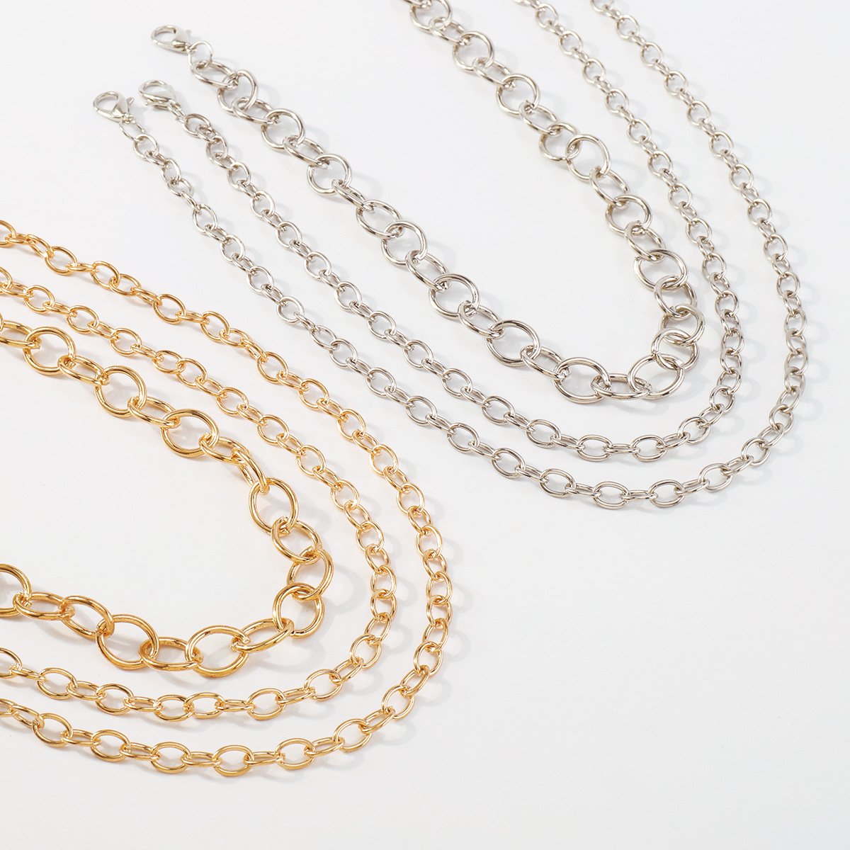 N122 simple cross chain stacked necklace metal thick chain exaggerated hip-hop punk necklace female