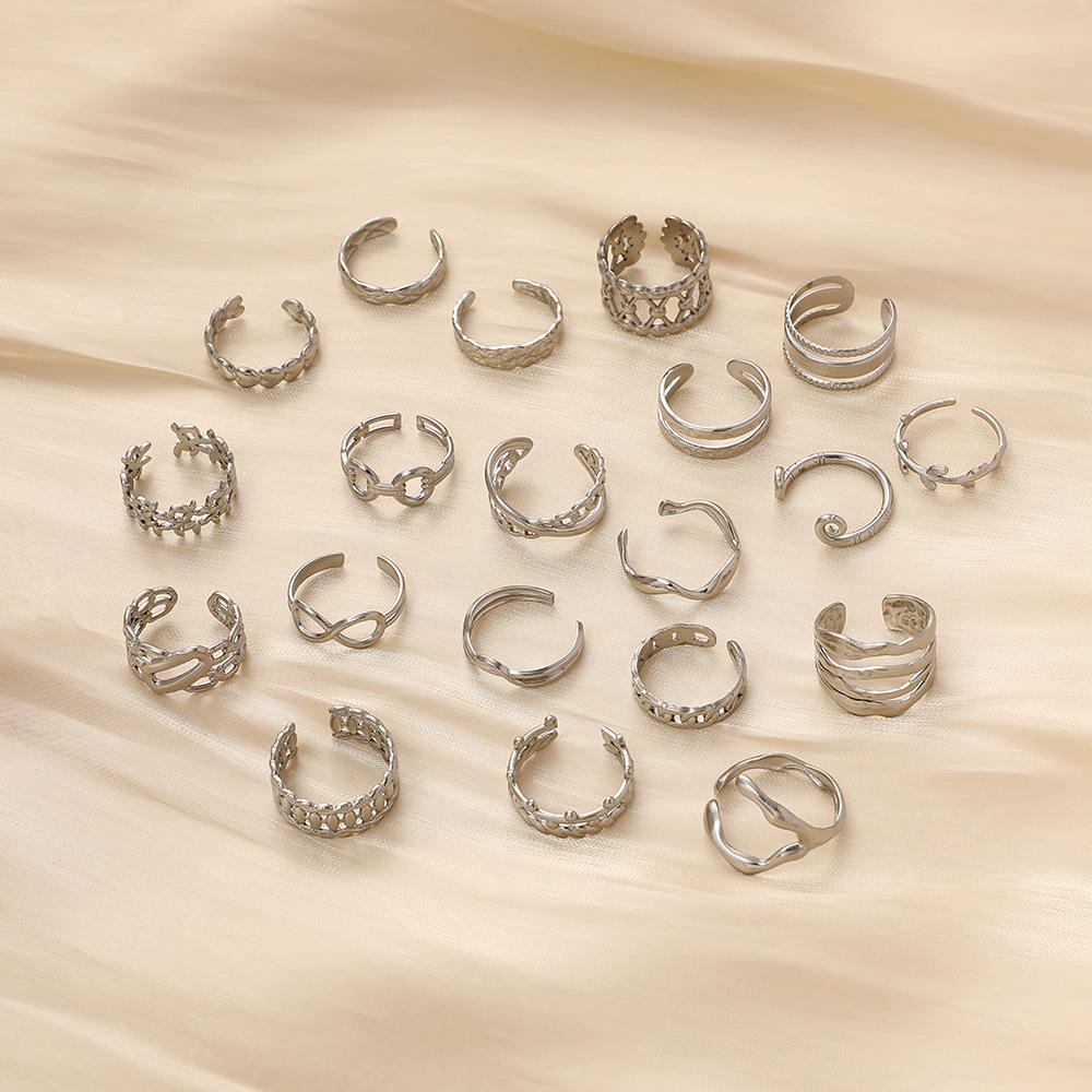 Fashion Simple Versatile Stainless Steel Ring Irregular Open Ring Ladies Ring Jewelry