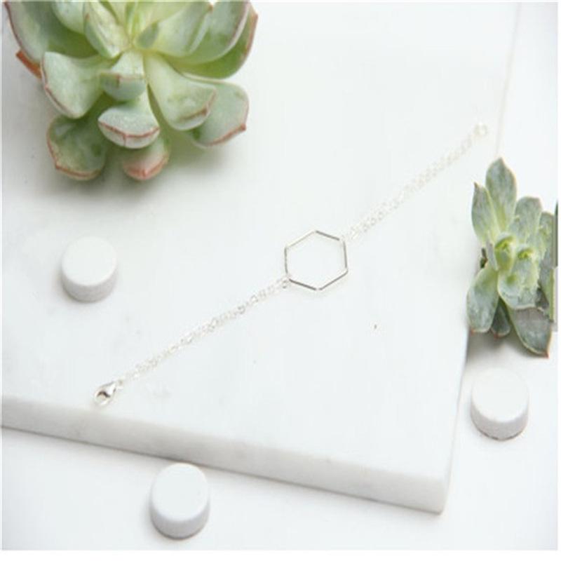 Simple Geometric Bracelet Minimalist Hexagon Bracelet Charm