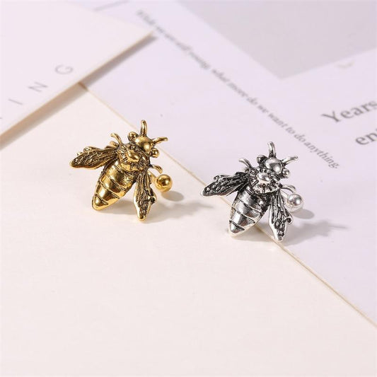 Creative personality retro ear clips old metal bee earrings women's fashion u-shaped single insect ear bone clip