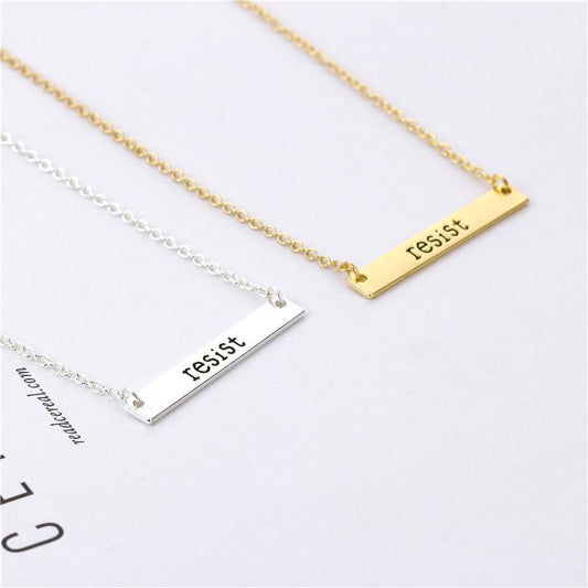 Popular jewelry creative English lettering "resist" brotherhood necklace