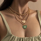 Retro Simple Metal Drop Nectarine Heart Necklace Female Hip Hop Geometric Chain Heart Shaped Necklace