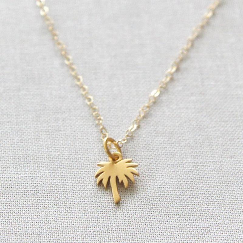 Jewelry Fashion Simple Metal Palm Tree Necklace Personality Charm Geometric Island Coconut Tree Necklace