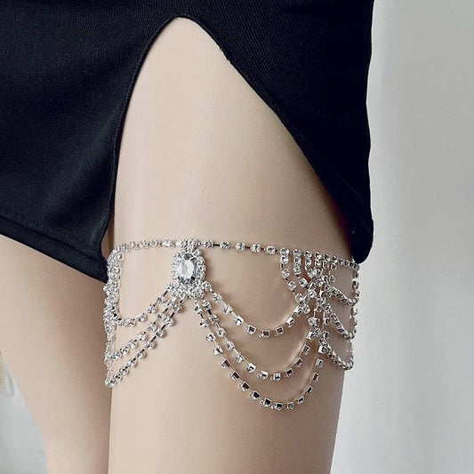 Rhinestone multi-layer elastic leg chain fashion all-match beach crystal body chain female Legchain