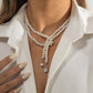 Jewelry Retro Trend Pearl Tassel Necklace Female Personality Simple Diamond Water Drop Gemstone Necklace