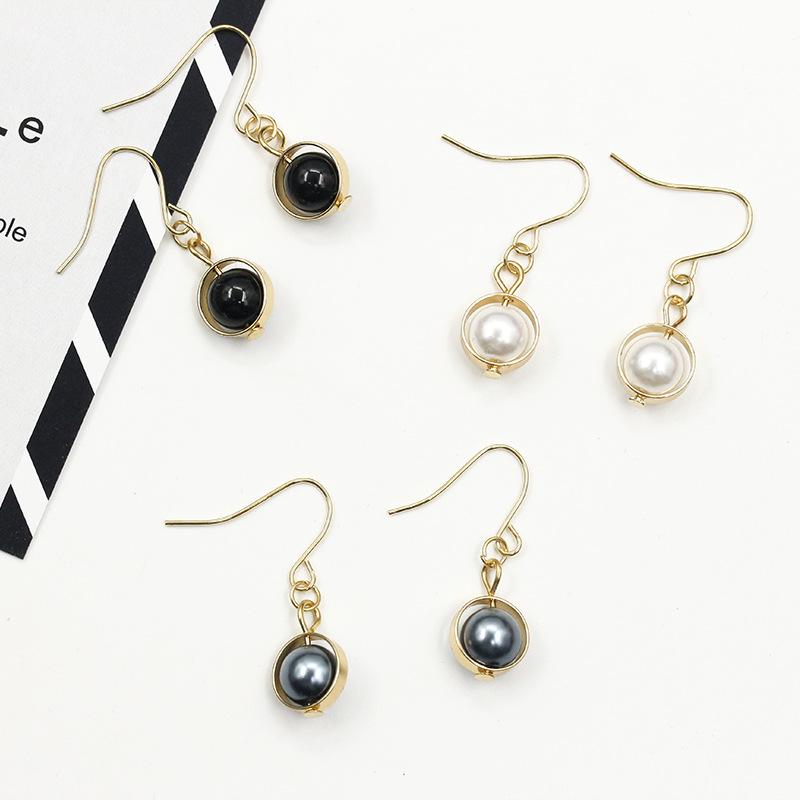 Popular ear jewelry long and short ring pearl pendant earrings simple and versatile