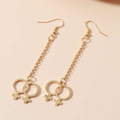 Creative ins girl symbol earrings simple alloy geometric long earrings net red earrings female