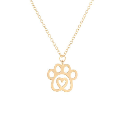 Popular Jewelry Pet Paw Dog Paw Animal Footprint Heart Pendant Necklace Clavicle Chain