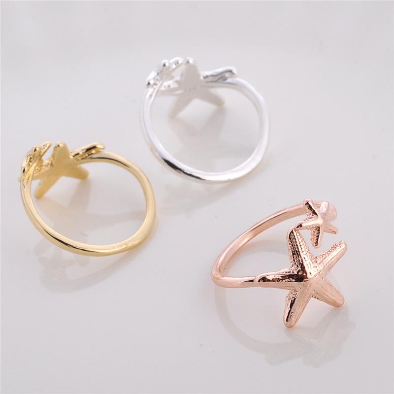 Starfish open ring female adjustable five-pointed star ring jewelry