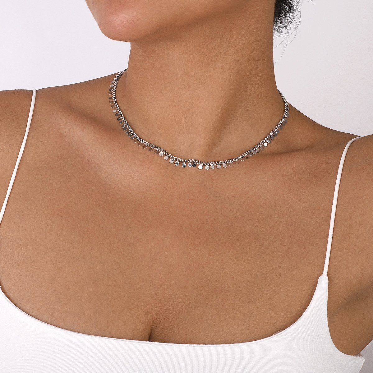 N1245 Simple niche disc tassel necklace single-layer fashion personality trendy necklace net red street style necklace