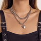 Jewelry Creative OT Buckle Geometric Necklace Punk Thick Chain Open Peach Heart Double Layer Necklace Female