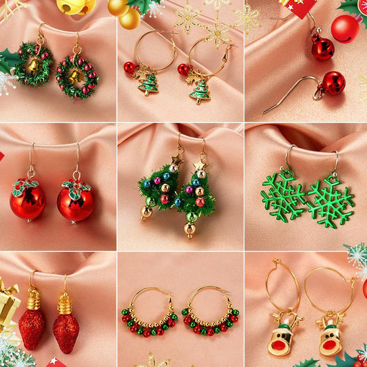 Christmas jewelry creative Christmas tree earrings simple snowman bell earrings female festive holiday accessories