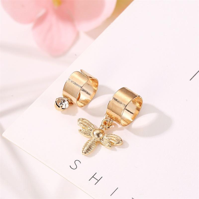 Simple U-shaped ear bone clip small bee diamond-studded arc wide ear clip women's fashion suit without pierced earrings