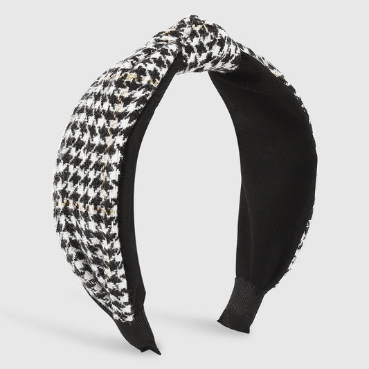 F551 niche fashion creative houndstooth headband women's French style wide-brimmed knotted personality temperament headband