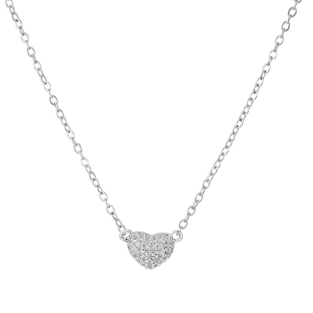 Ins full diamond love necklace female French light luxury niche design peach heart collarbone chain sweet temperament necklace