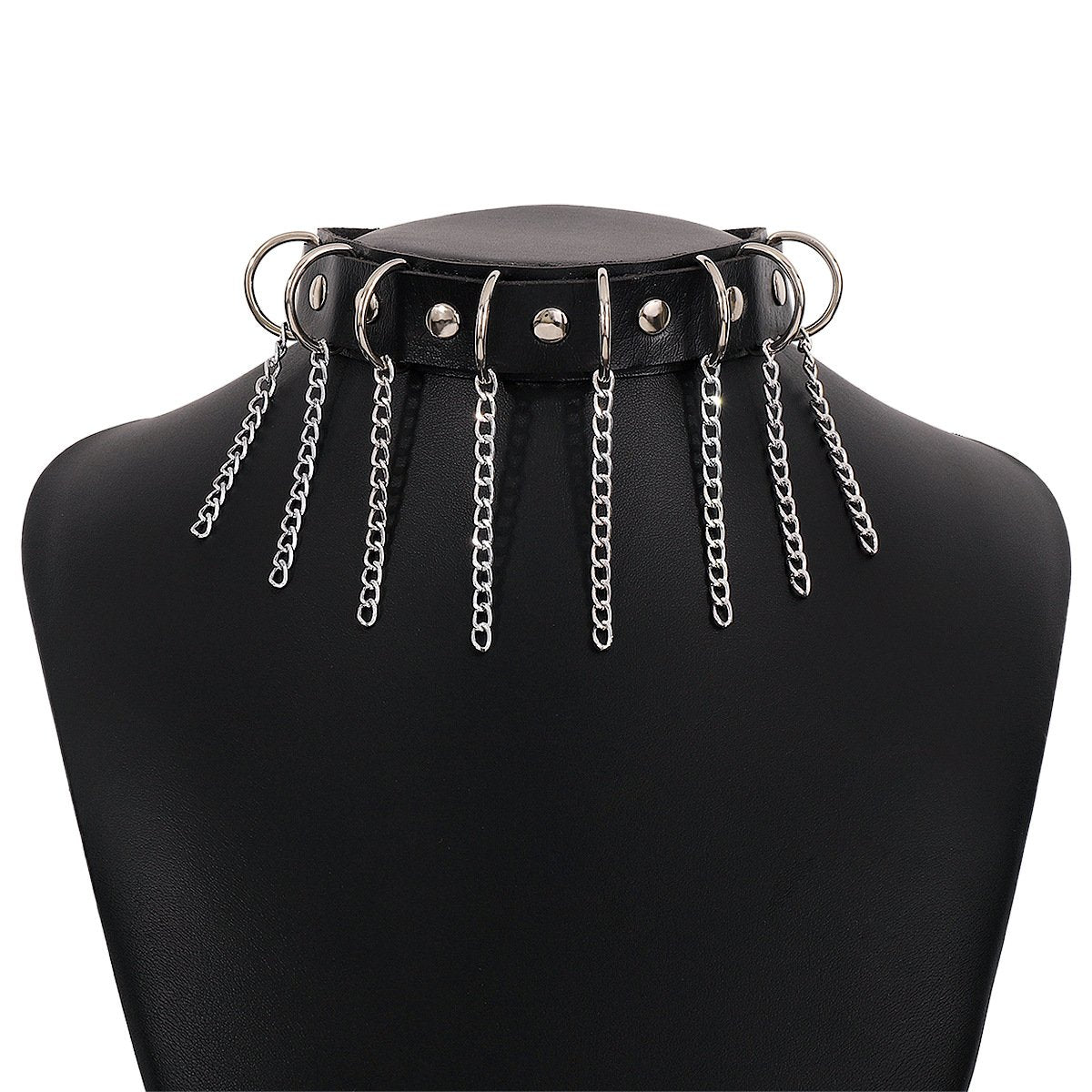 1526 Personality Chain Tassel Choker Sexy Punk Night Exaggerated Necklace Gothic Leather Collar