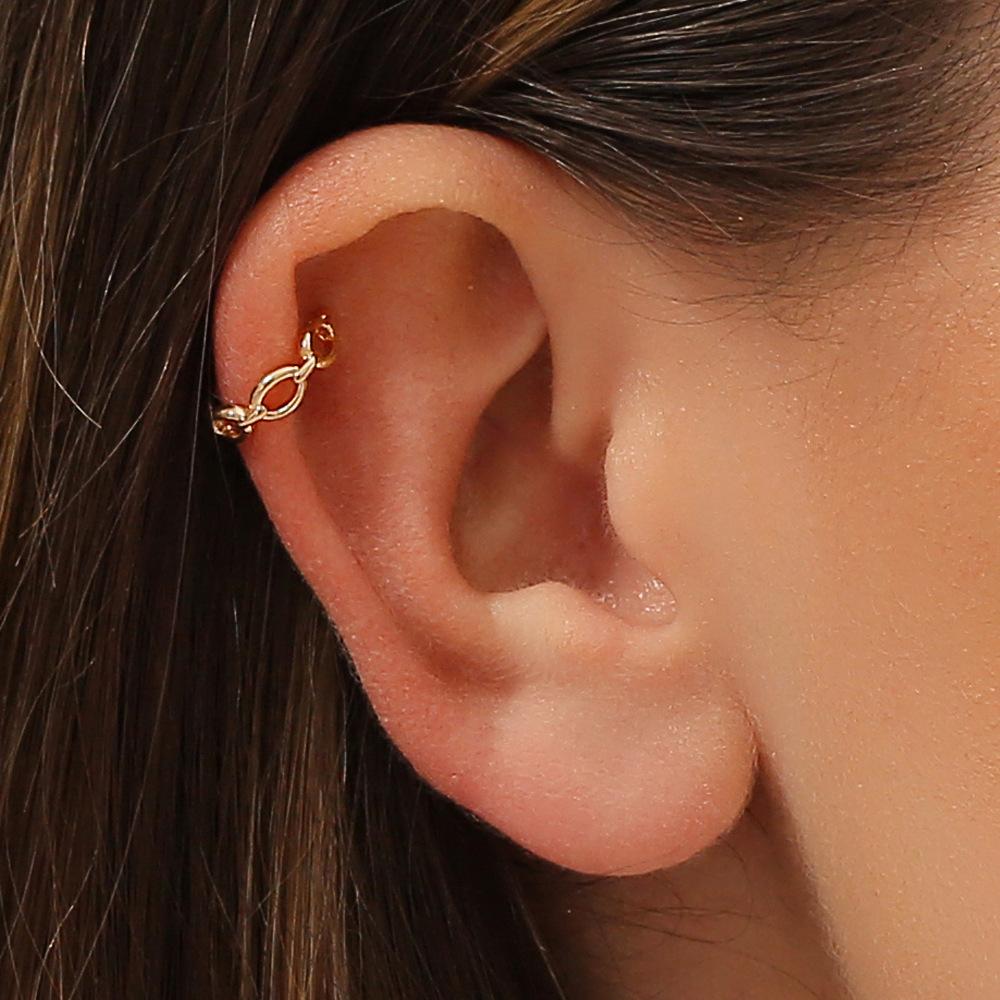Fashion personality geometric hollow chain no hole ear clip retro simple creative irregular earrings for women