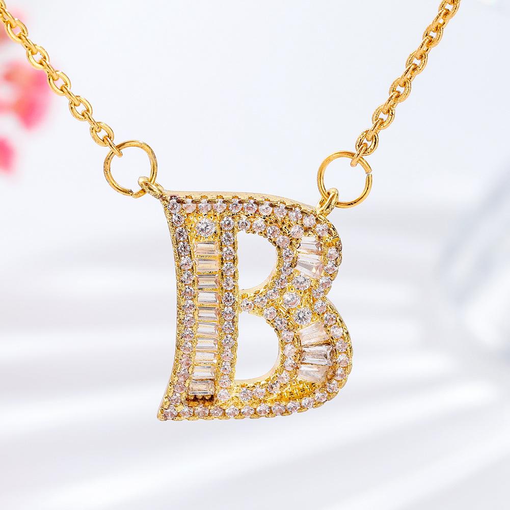 26 letter item jewelry wife's romantic travel copper micro-inlaid pendant Xie Na with the same style of personalized necklace jewelry