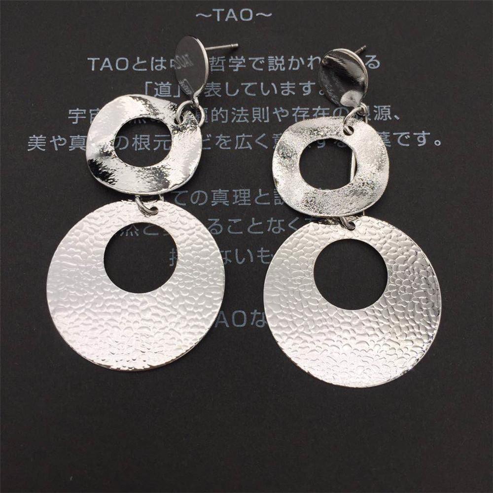 Large and small ring bright surface earrings ladies multi-level earrings girly heart Christmas gift ornaments