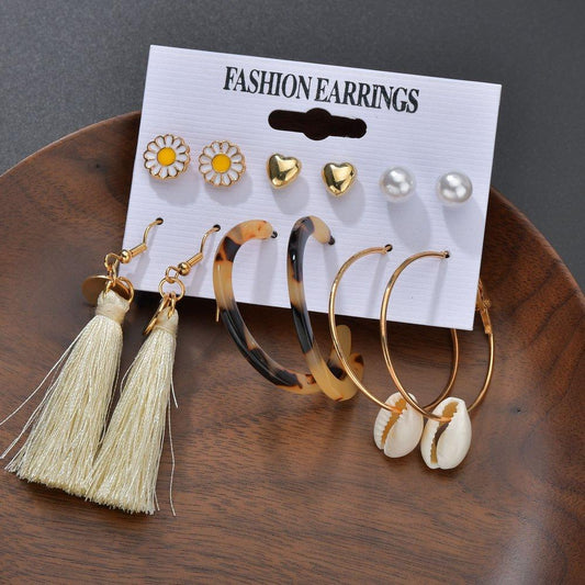 Accessories Creative Shell Stud Earrings Bohemia Tassel Earrings Set Women