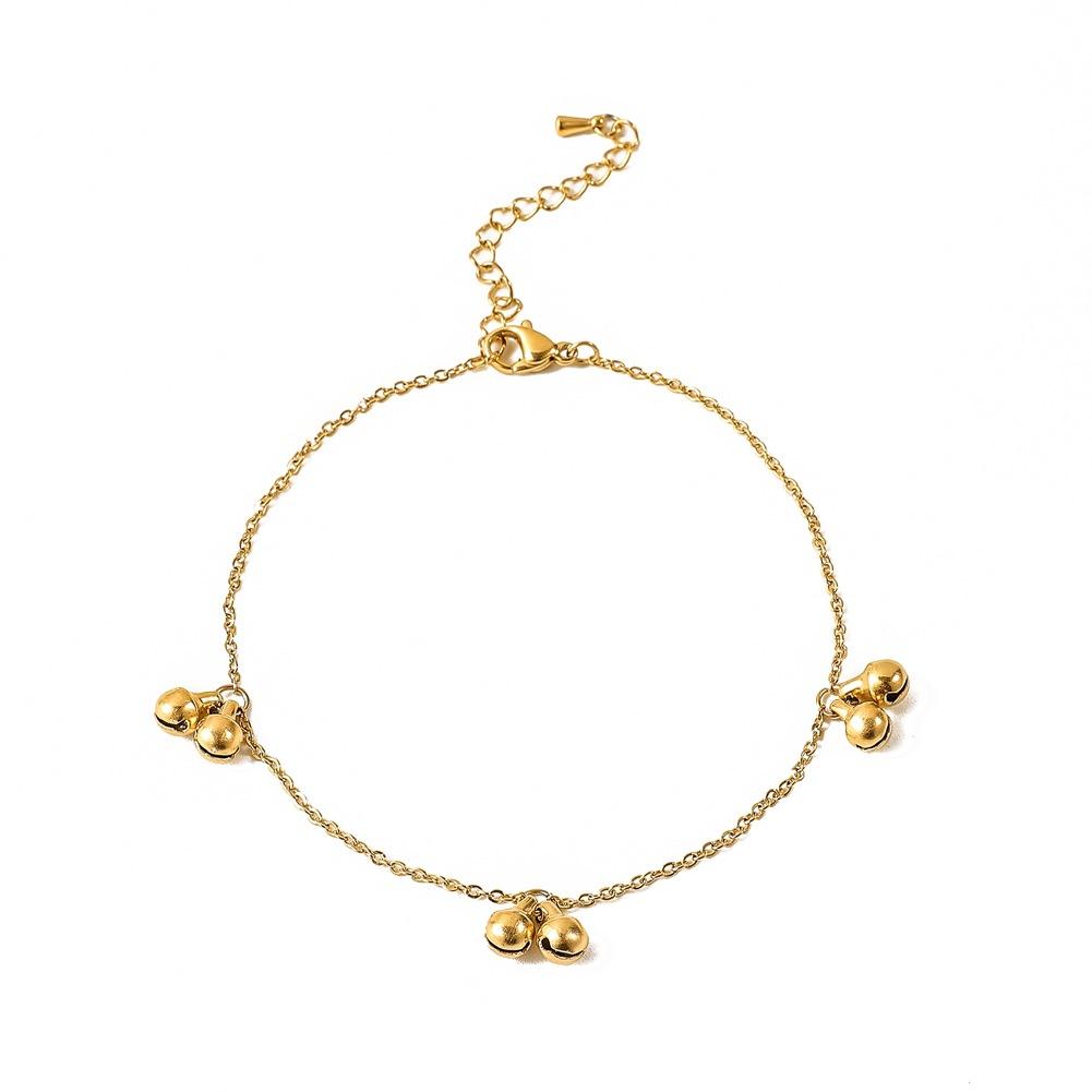 Small fresh stainless steel golden bell anklet simple and versatile cute foot decoration year