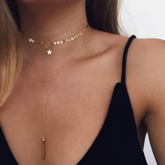 Pentagram Pendant Fashion Simple Women's Handmade Chain Clavicle Chain Necklace