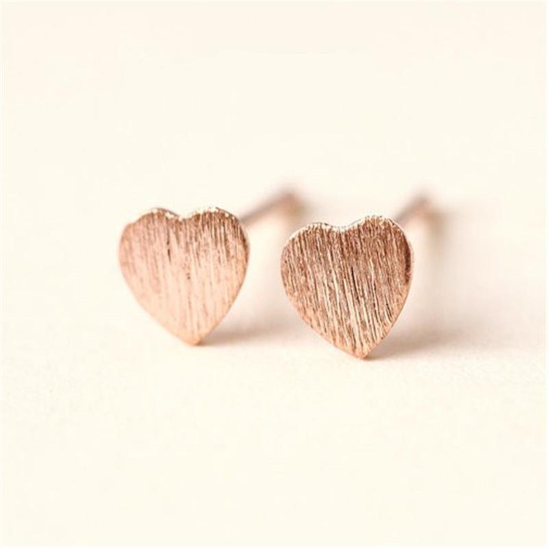 Tanabata Valentine's Day Gift Jewelry Simple Peach Heart Brushed Stud Earrings Classic Versatile Fashion Women's Jewelry