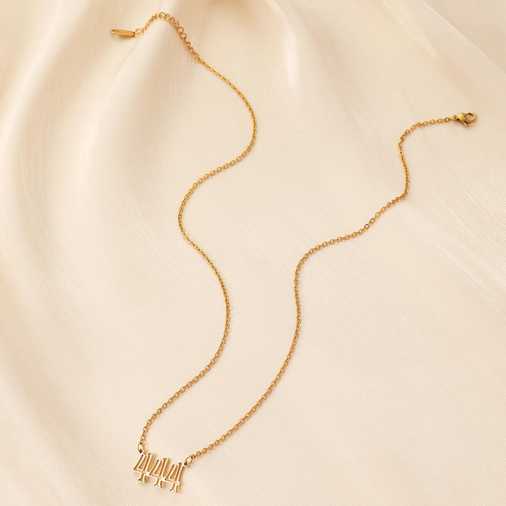 Simple and versatile fashion stainless steel hollowed out angel number angelnumber necklace