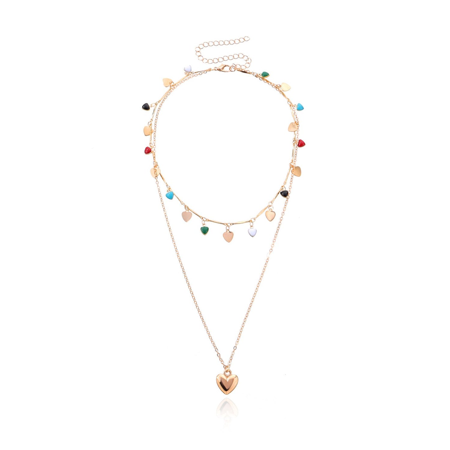 Jewelry fashion simple multi-layer drip glaze love metal piece necklace personality colorful temperament pendant