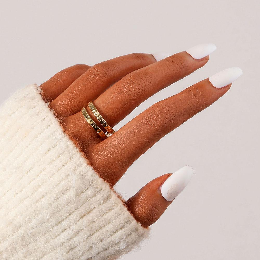 Simple ins stainless steel opening hammer pattern adjustable ring retro fashion design versatile ladies ring