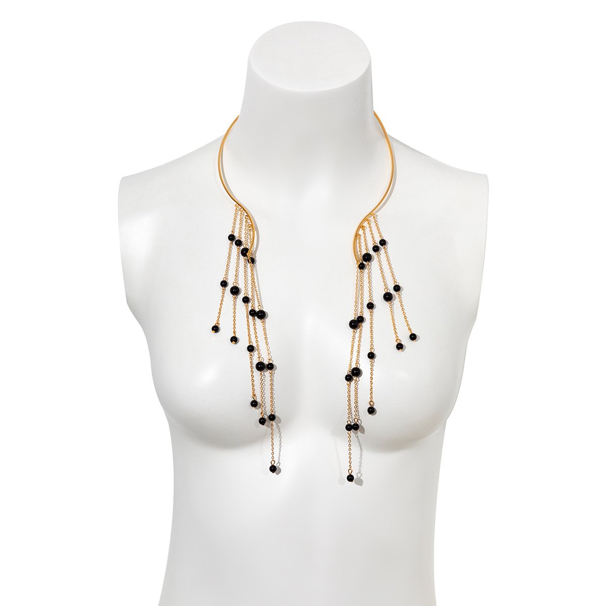 Jewelry personality cold imitation pearl pendant collar female opening long multi-layer tassel necklace