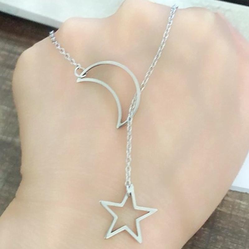 Star Moon Star Moon Titanium Steel Necklace Female Summer Net Red Ins Simple Temperament Pendant Clavicle Chain Year