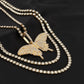 Jewelry Metal Texture Full Diamond Big Butterfly Necklace Hip Hop Simple Diamond Chain Men's and Women's Necklace