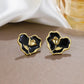 Ins tulip pleated love earrings female retro fashion niche design dripping oil black heart-shaped earrings