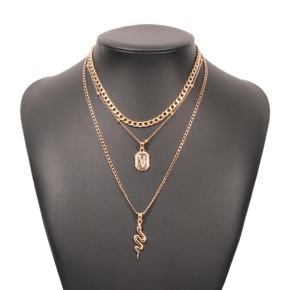 N8611 Jewelry Animal Snake Simple Necklace Personality Temperament Fashion Multilayer Pendant Necklace