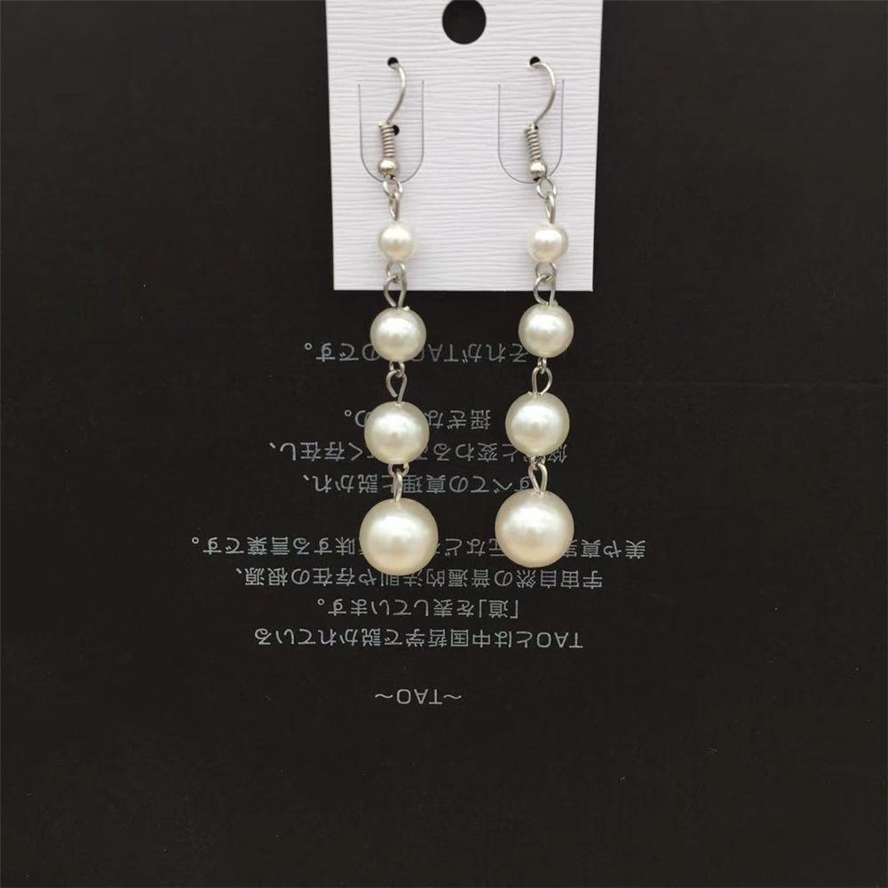 All-match sweet and fresh tassel long imitation pearl earrings stall jewelry