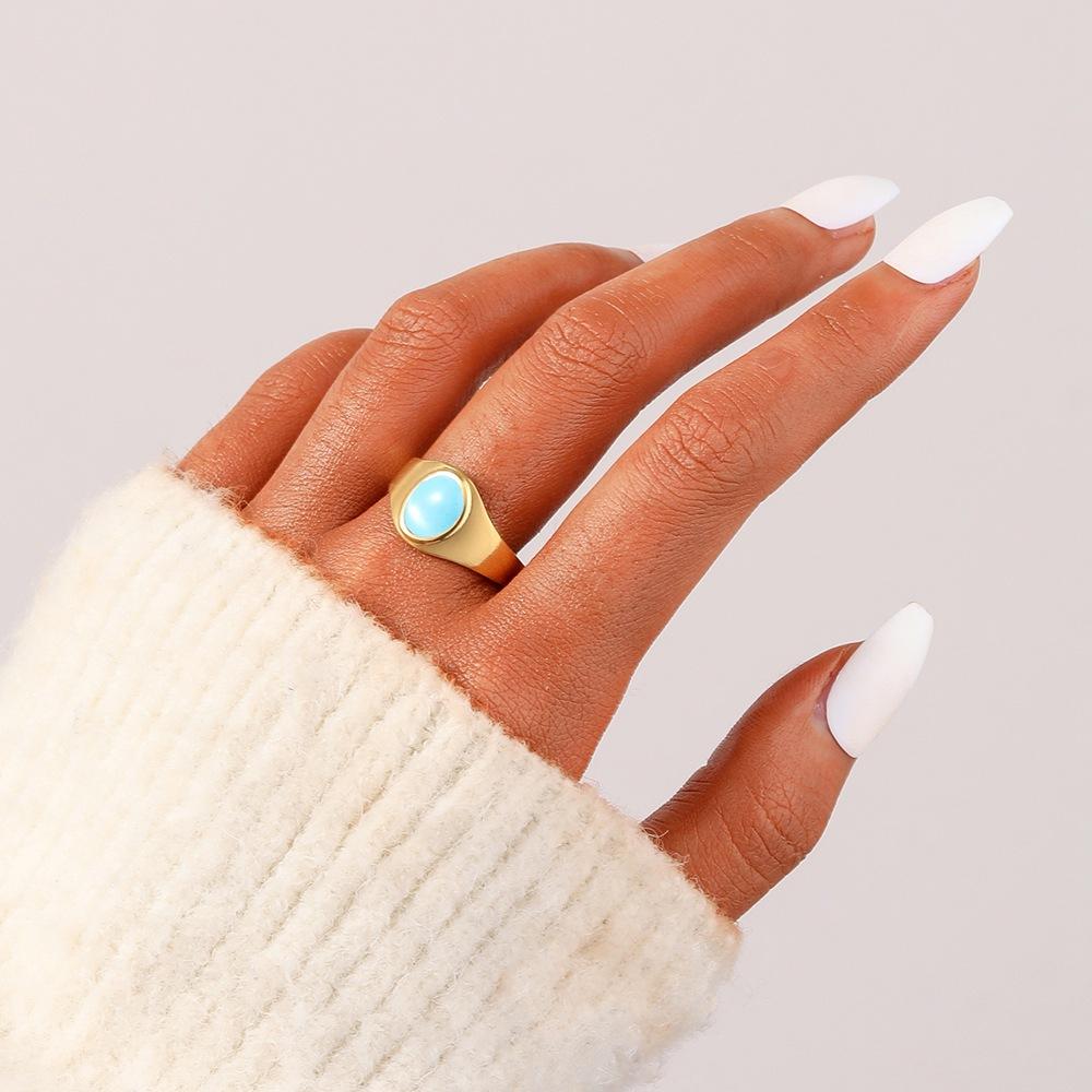 High Fashion Ladies Exaggerated Stainless Steel Clarity Adjustable Sapphire Oil Drip Ring