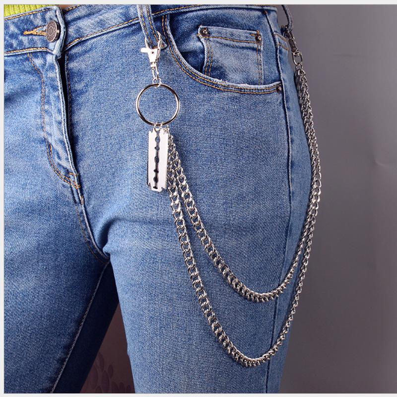 Hip-hop retro double-layer butterfly pants chain men and women trendy people hanging chain decoration trousers ins waist chain