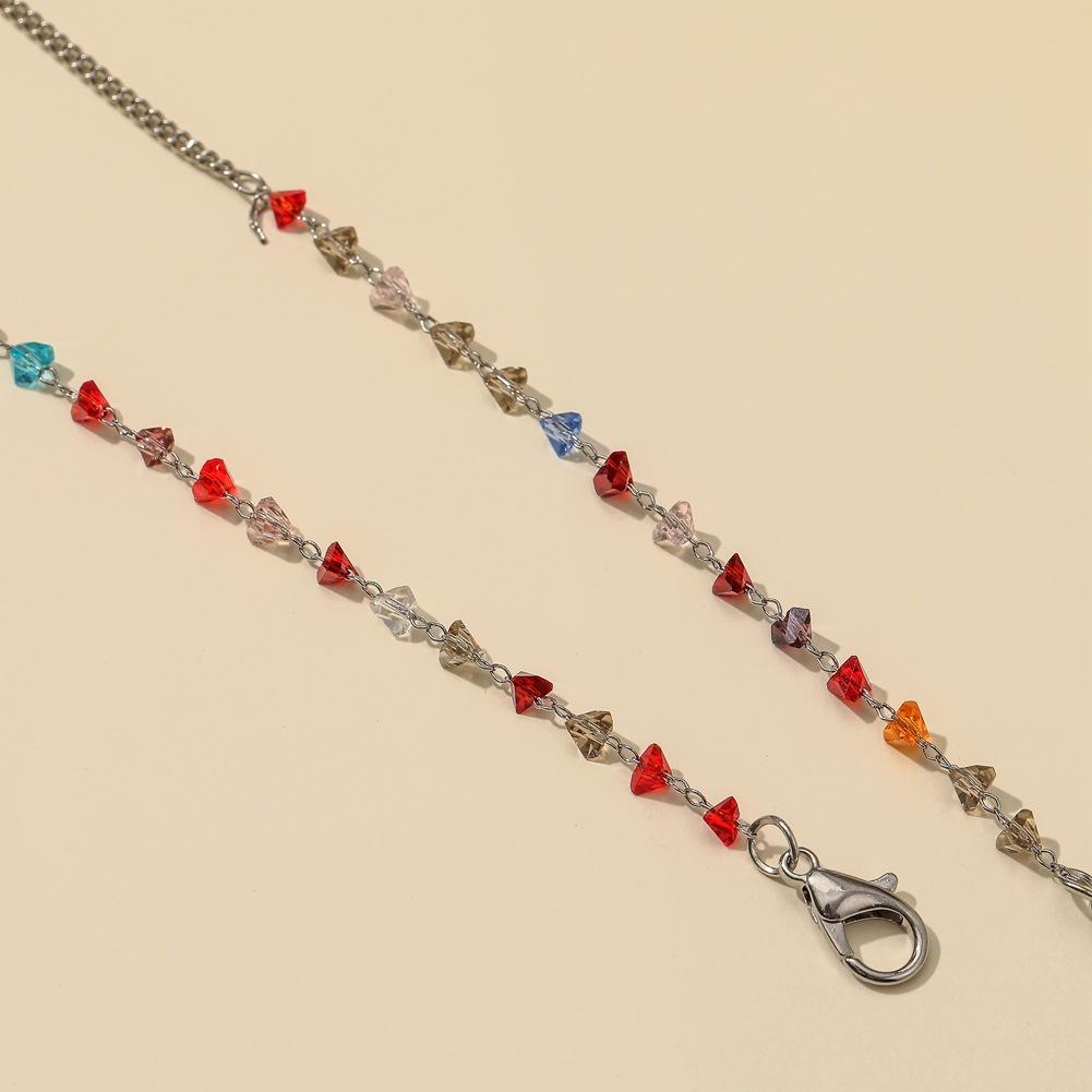 Mask Lanyard Necklace Fashion Color Triangular Glass Zircon Anti-lost Hanging Chain Glasses Chain