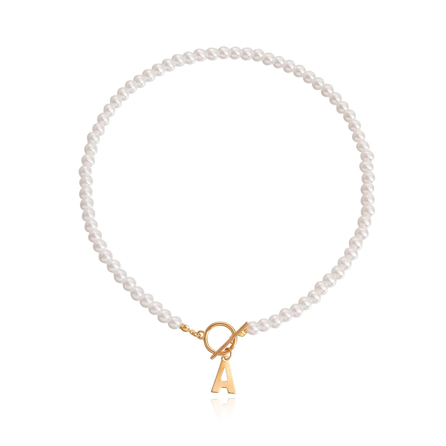 Explosive simple imitation pearl chain letter A pendant necklace female choker pearl necklace