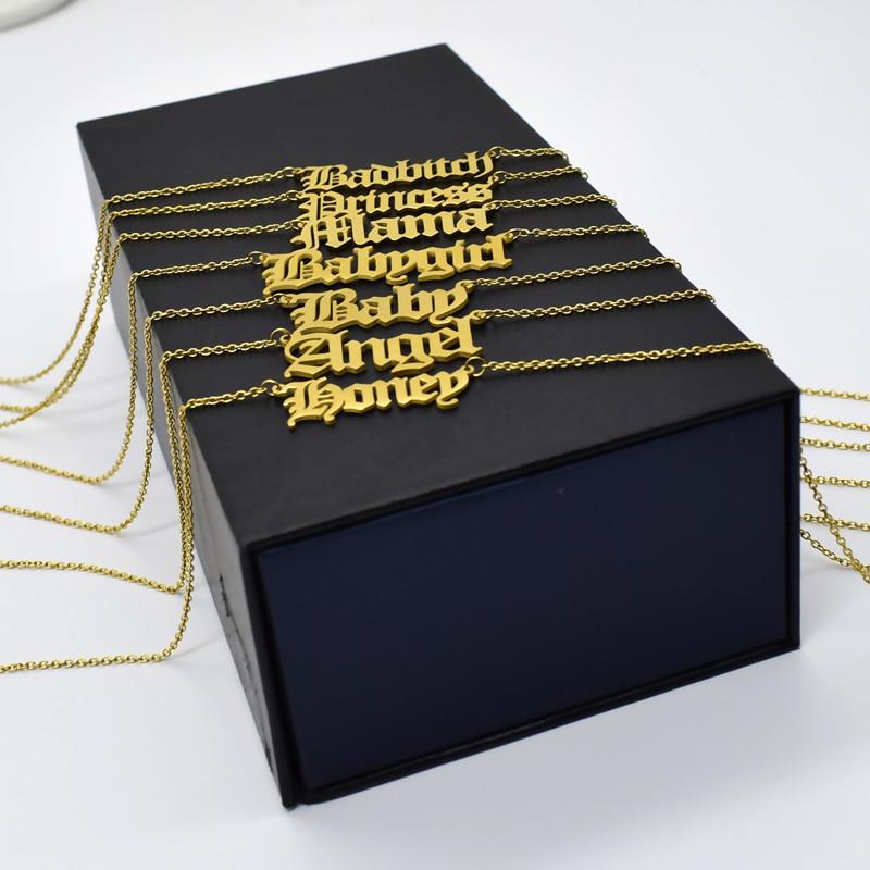 Explosive Ancient English Alphabet Series BabyMamaHoney Necklace Clavicle Chain Payment