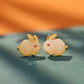 New Chinese style national jade rabbit earrings women's fashion personality temperament natal year zodiac rabbit earrings national tide earrings