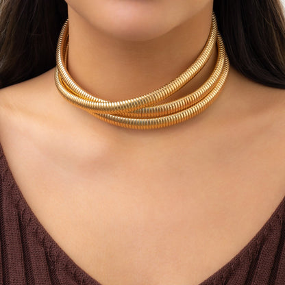 Jewelry Simple Multi-layer Striped Ring Necklace Personality Business Creative Snake Bone Collar Necklace Female