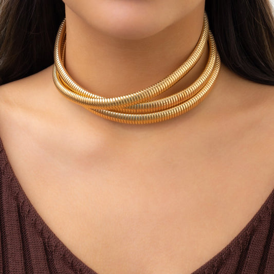 Jewelry Simple Multi-layer Striped Ring Necklace Personality Business Creative Snake Bone Collar Necklace Female