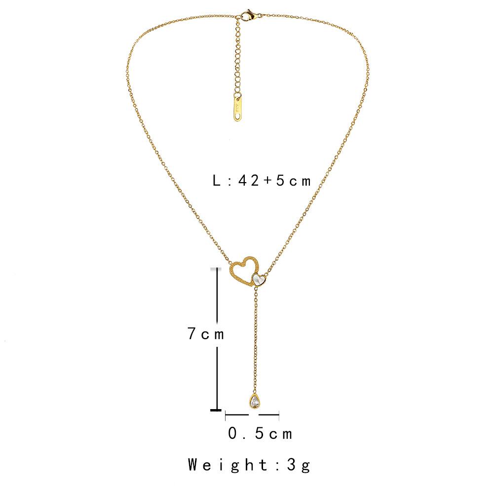 ins personalized fashion stainless steel single-layer simple double love shell adjustable necklace titanium steel small fresh pendant