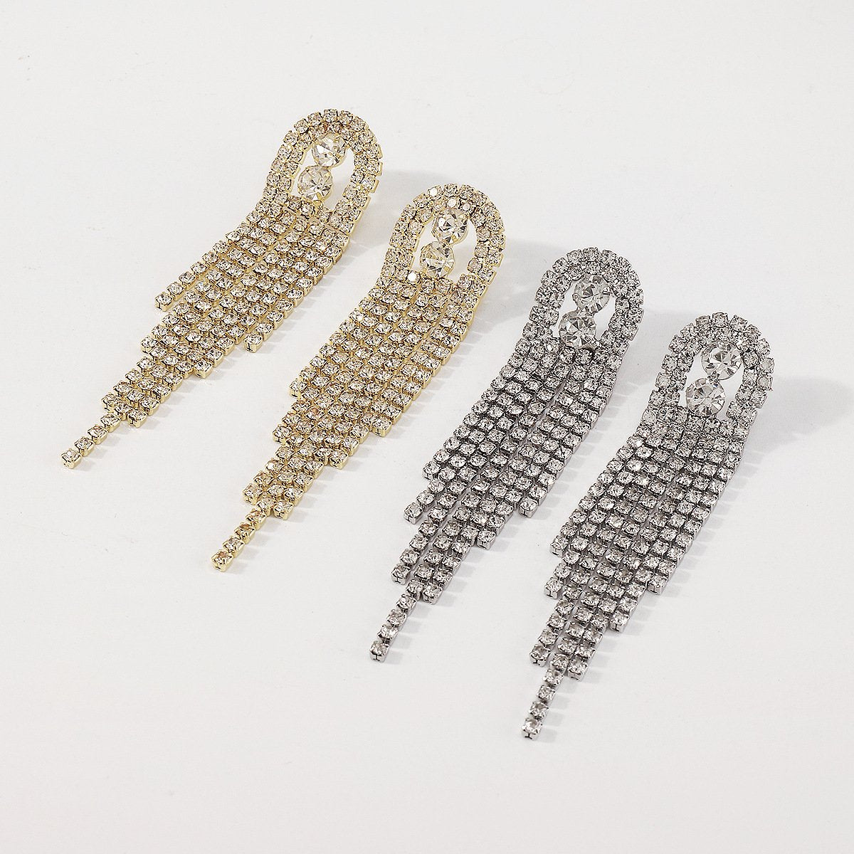 E1587 Claw Chain Geometric Rhinestone Tassel Sparkling Earrings Exaggerated Long Modern Fashion Earrings