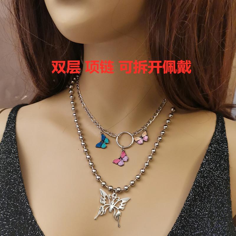 Jewelry retro color butterfly personality necklace simple lisa double bracelet necklace