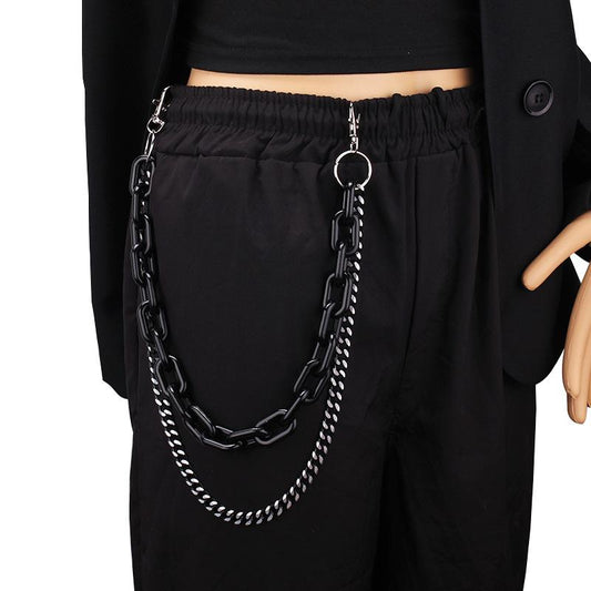 Hip-hop trend waist chain jeans chain ornaments punk street pants chain acrylic double-layer hanging chain