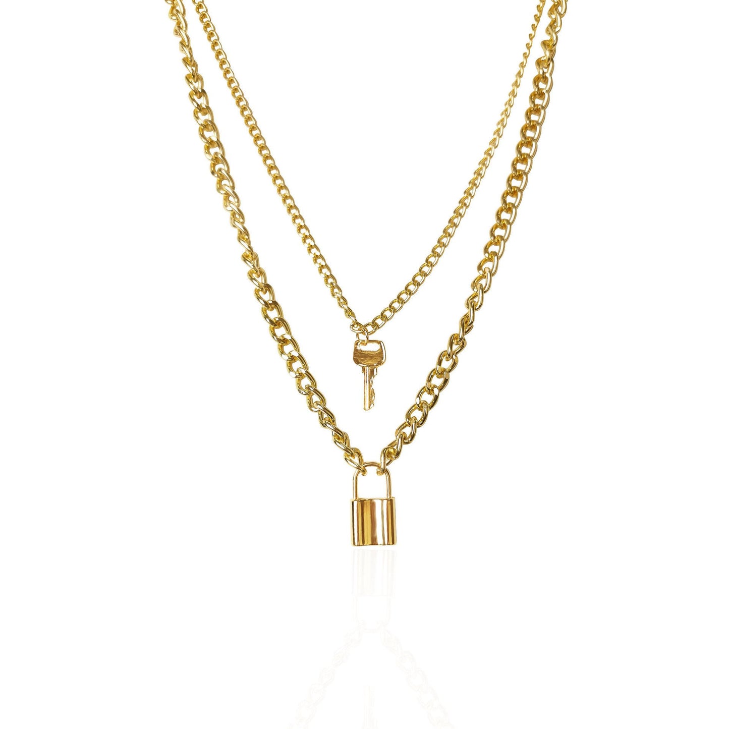 Personality Simple Retro Key Lock Pendant Necklace Punk Jewelry Multilayer Hip Hop Necklace Female